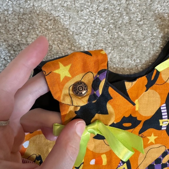 Kids handmade Halloween Dress Witch Hats Masks‎ Orange Yellow Checkered Ruffle - Picture 5 of 6